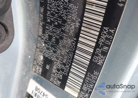 2008 Toyota Sienna Ce z USA, uszkodzony, nr VIN 5TDZK23C58S125474